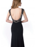 Backless Beaded Jersey Slit Evening Dress 